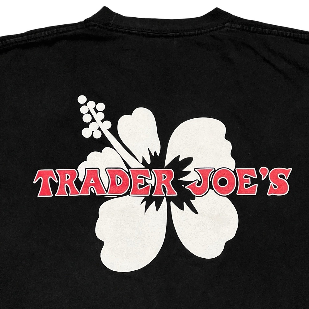 Trader Joe's Long Sleeve T Shirt XL Black Hibiscus Logo Pro Tees Employee Crew - Picture 7 of 7